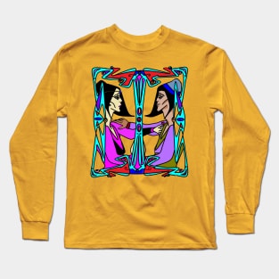 Art Deco Lovers with Black Hair Long Sleeve T-Shirt